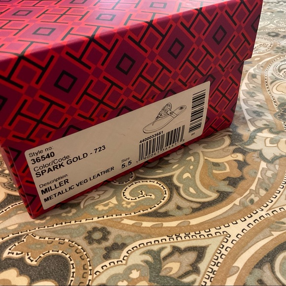 NIB Tory Burch Miller Spark Gold Metallic Sandals Womens Sz 5.5 M - Picture 12 of 12
